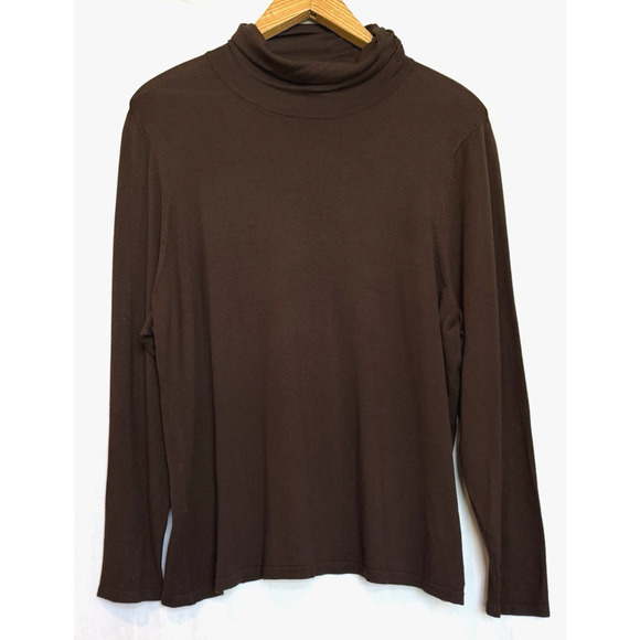 Joseph A Womens Lightweight Ruched Neck Knit Sweater Size 2X Chocolate Brown - Picture 1 of 10